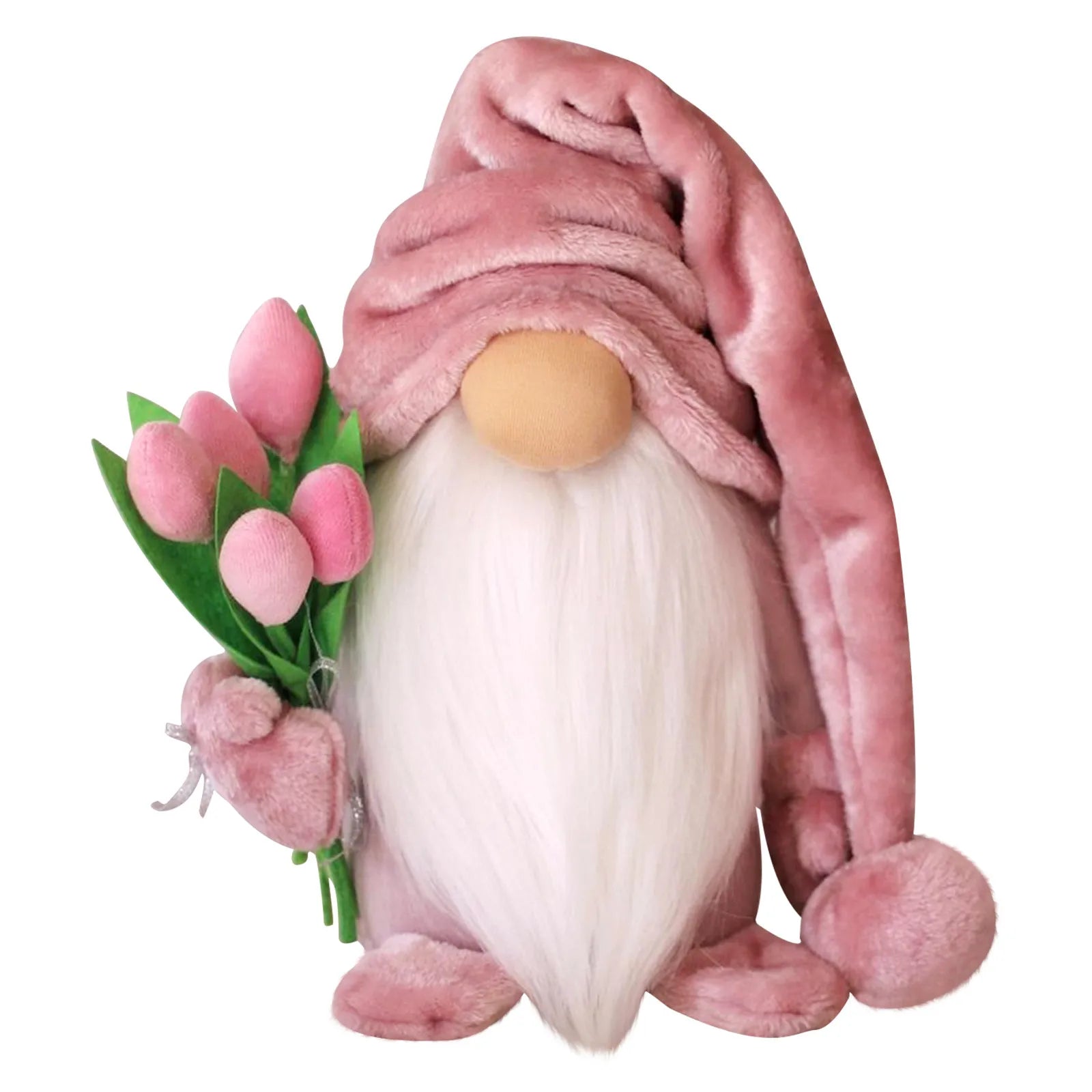 Gnome Holding Tulip Figurine