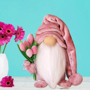 Gnome Holding Tulip Figurine