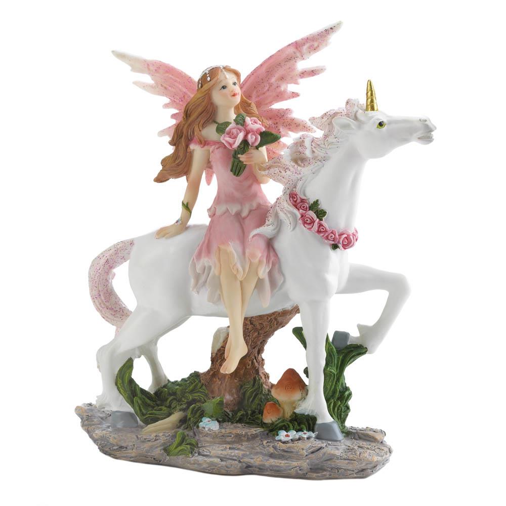 Pink Fairy with Unicorn Statue