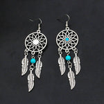 Boho Feathers Dreamcatcher Earrings