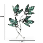 Wuli&baby Green Sparlking Crystal Brooch Pins Flower Women Fashion Brooches Leaf Badge Trendy Jewelry Gift