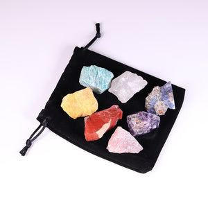 1 set crystal stone seven chakras Black cloth bag