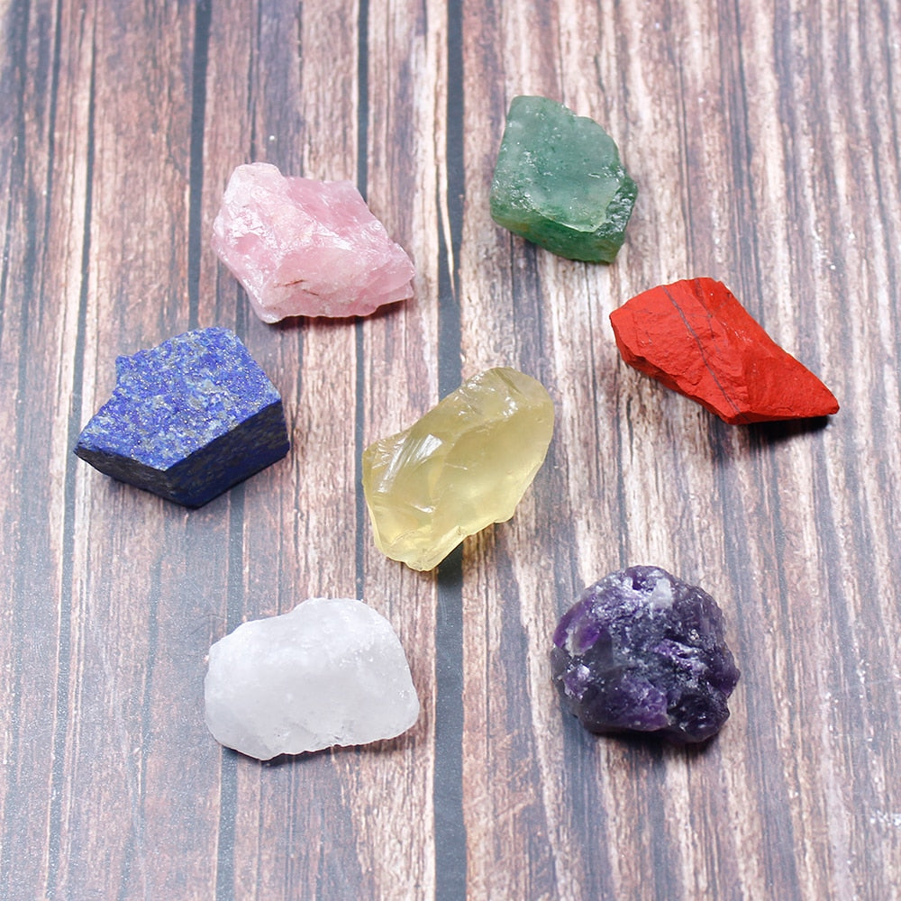 1 set crystal stone seven chakras Black cloth bag