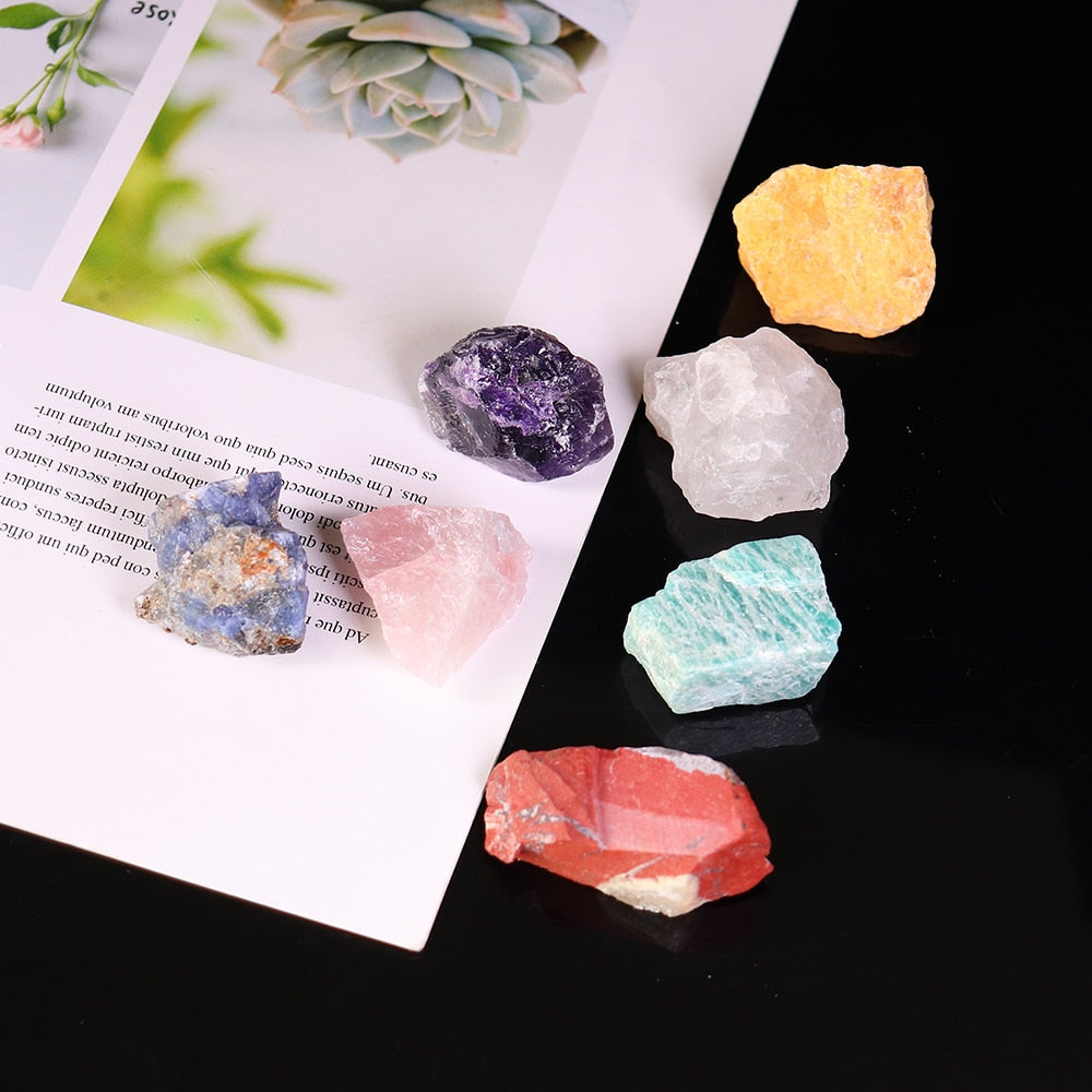 1 set crystal stone seven chakras Black cloth bag