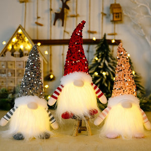 Gnome Lamp Luminous Christmas Mini Doll Tree Plush Hanging Pendant Decoration For Home Party Hanging Ornaments Xmas New Year