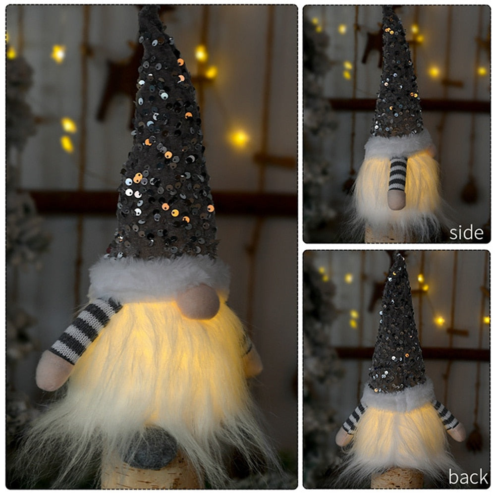 Gnome Lamp Luminous Christmas Mini Doll Tree Plush Hanging Pendant Decoration For Home Party Hanging Ornaments Xmas New Year