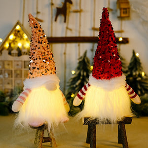 Gnome Lamp Luminous Christmas Mini Doll Tree Plush Hanging Pendant Decoration For Home Party Hanging Ornaments Xmas New Year